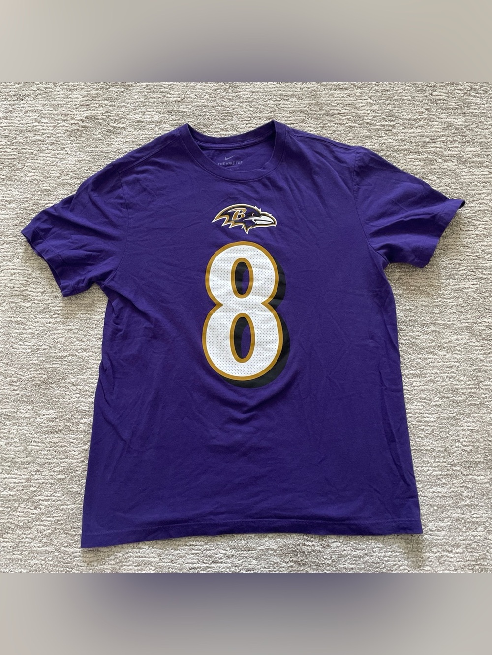 Nike Lamar Jackson #8 Baltimore Ravens Short Sleeve T-Shirt Mens Medium Purple